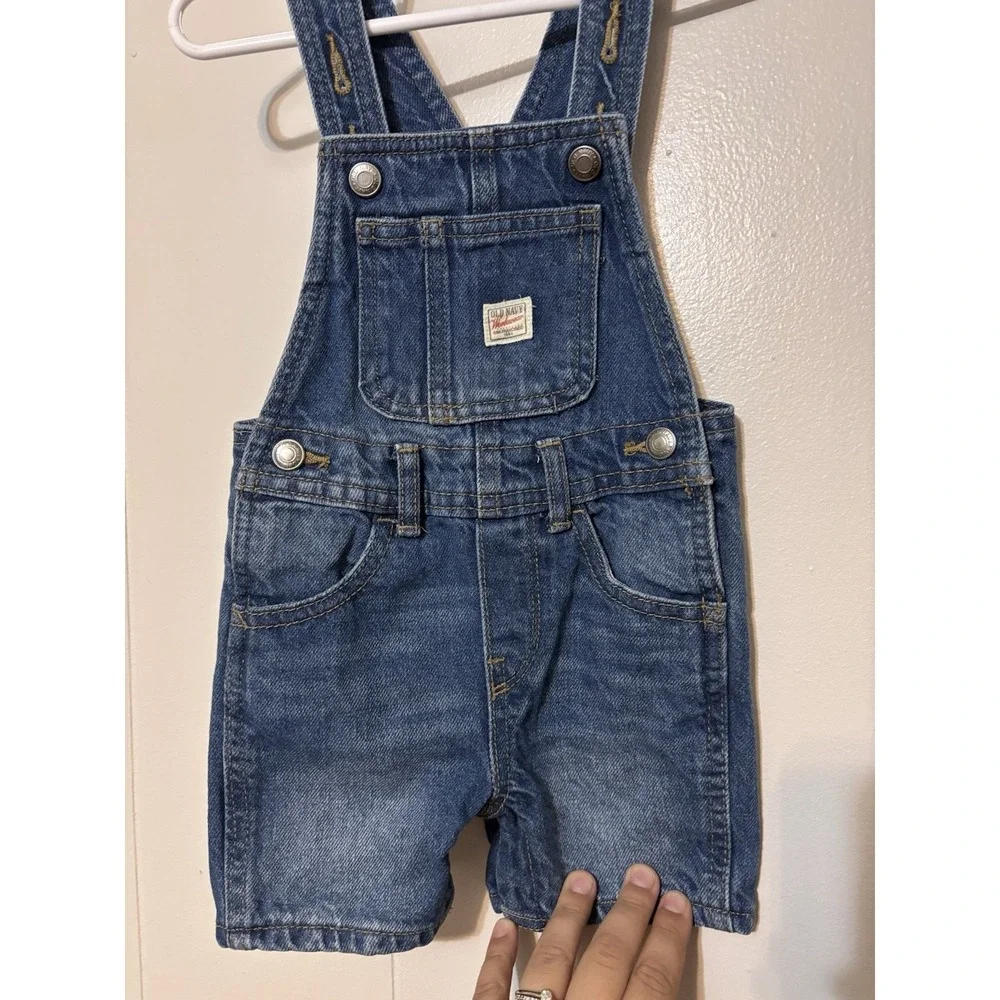 Old Navy Workwear Jean‎ Shortalls Baby 12-18 Months Washed Denim Y2K